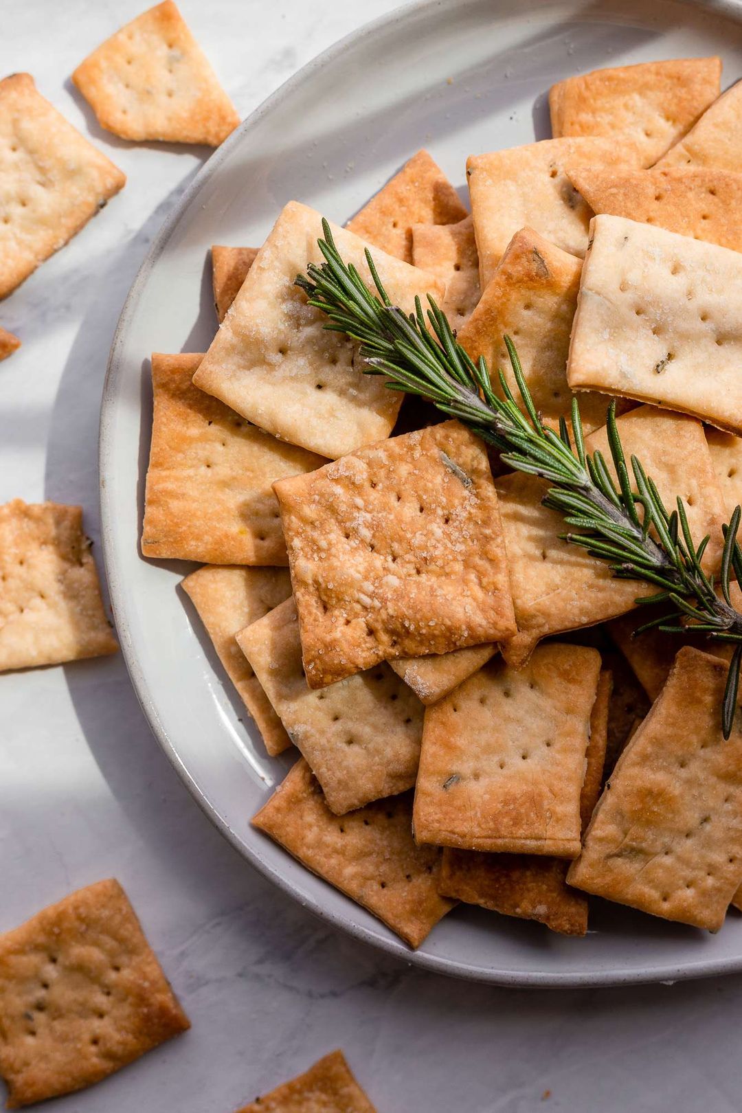 Herby butter sourdough crackers