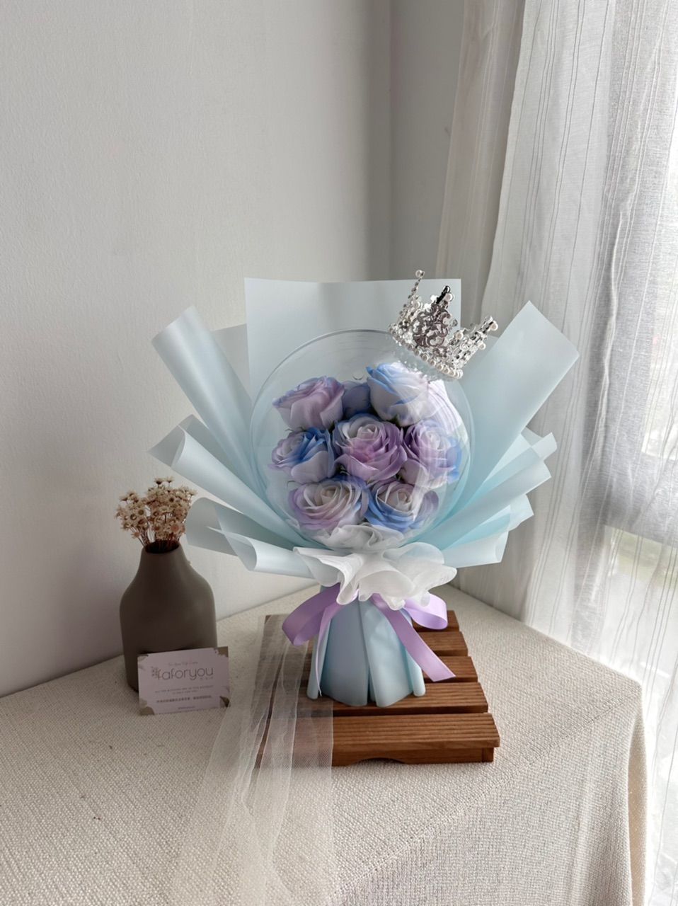 9 Stalk Soap Rose Acrylic Ball Bouquet