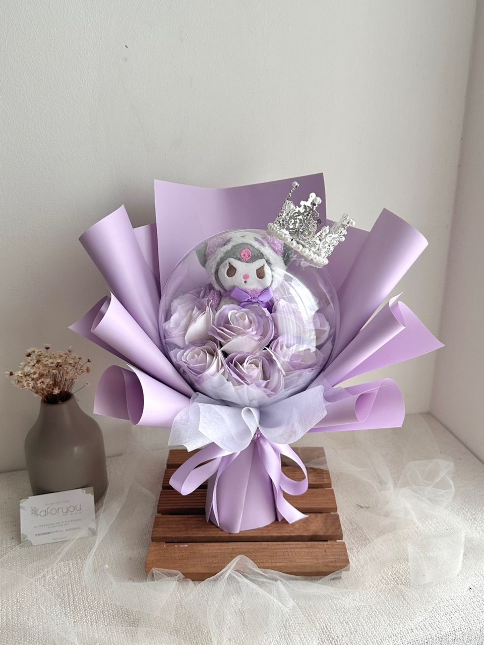 (Pre order) Kuromi Soap Rose Acrylic Ball Bouquet