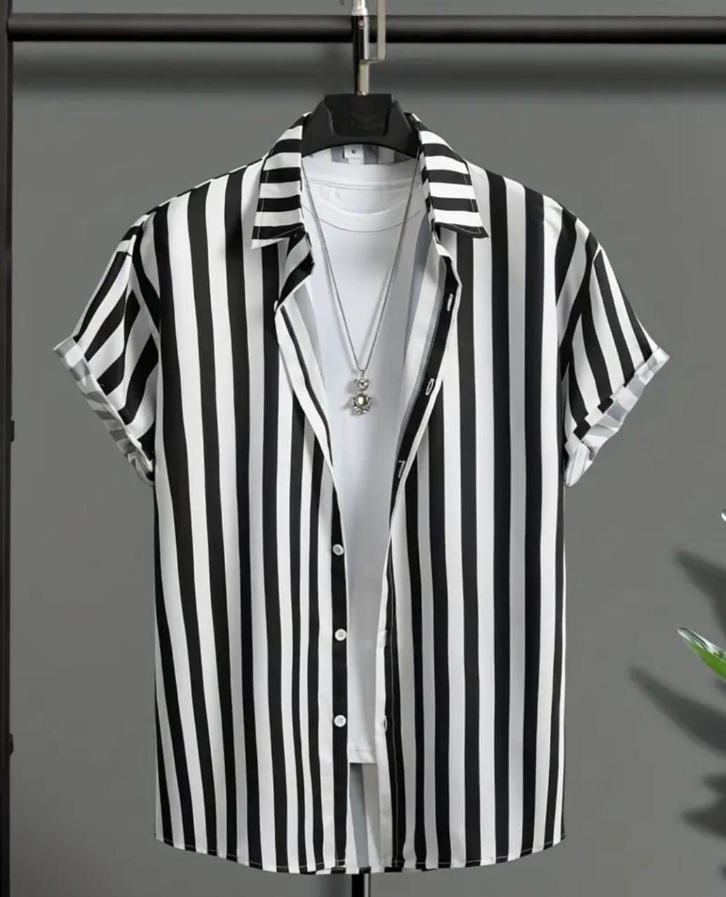 Chemise À Manches Courtes À Rayures Pour Hommes