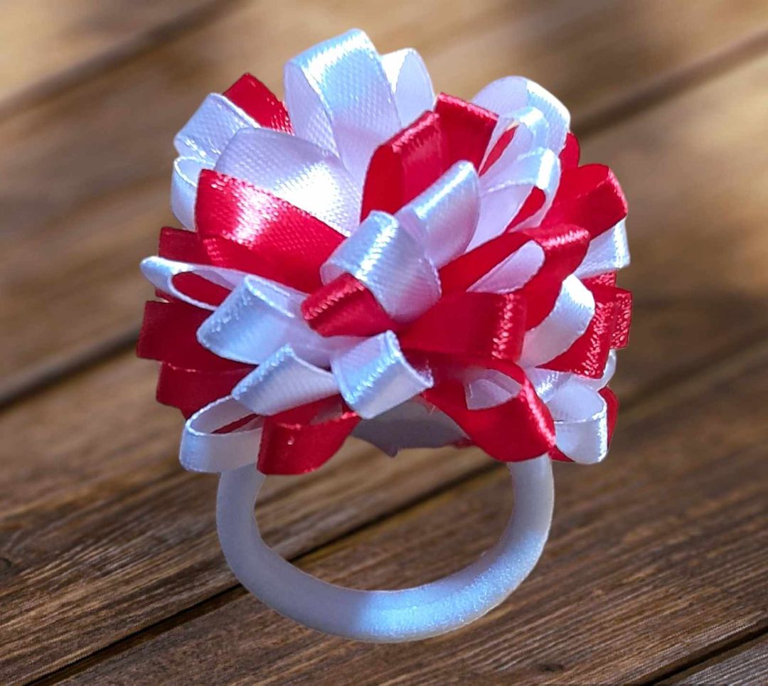 Loopy Puff Bow Red and White