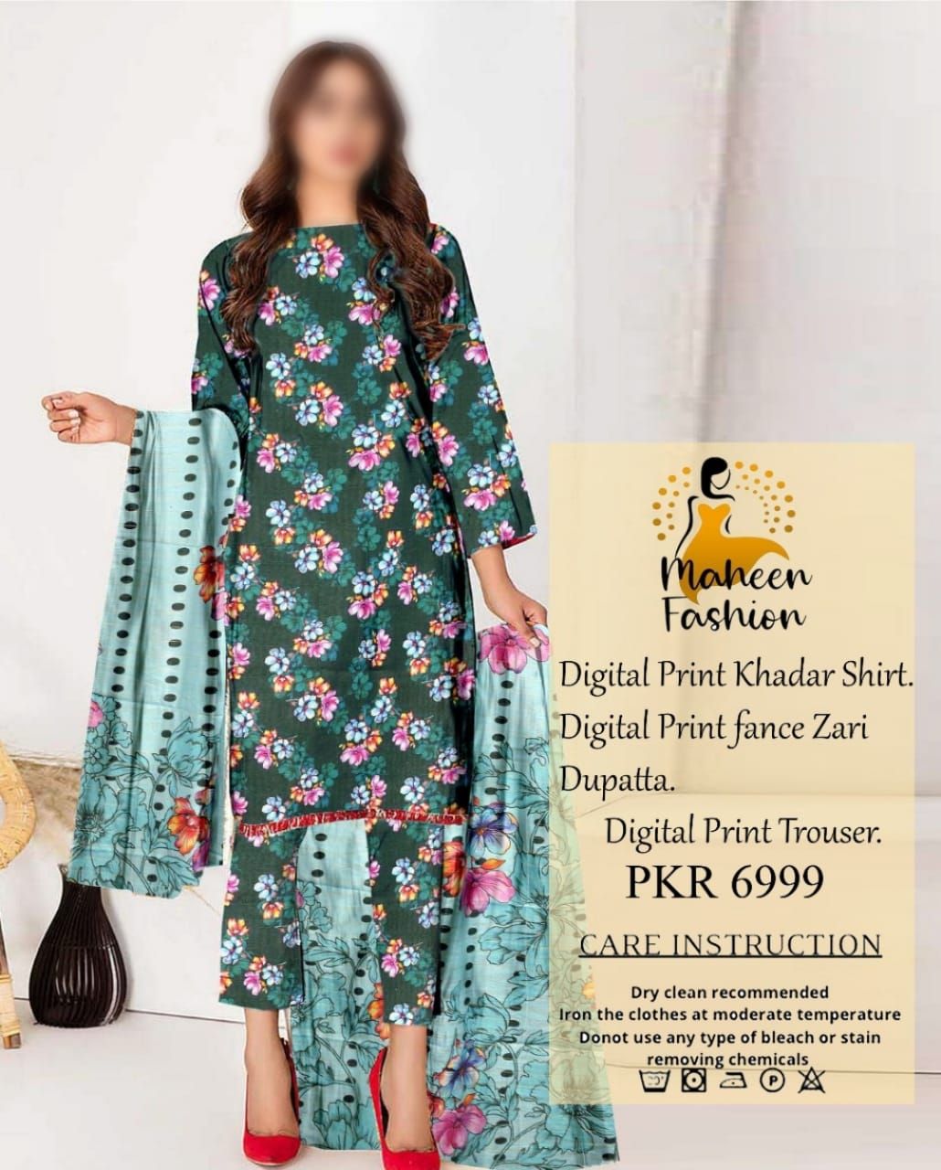 MAHEEN FASHION KHADDAR DARK GREEN