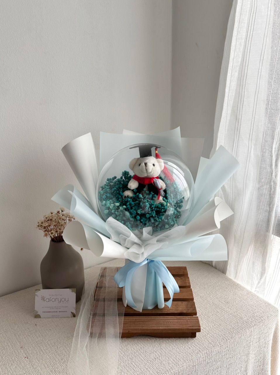 Graduation Bear Acrylic Ball Bouquet