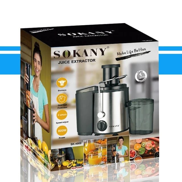 *EXTRACTEUR DE JUS SOKANY SK-4000 800 W EN ACIER INOXYDABLE