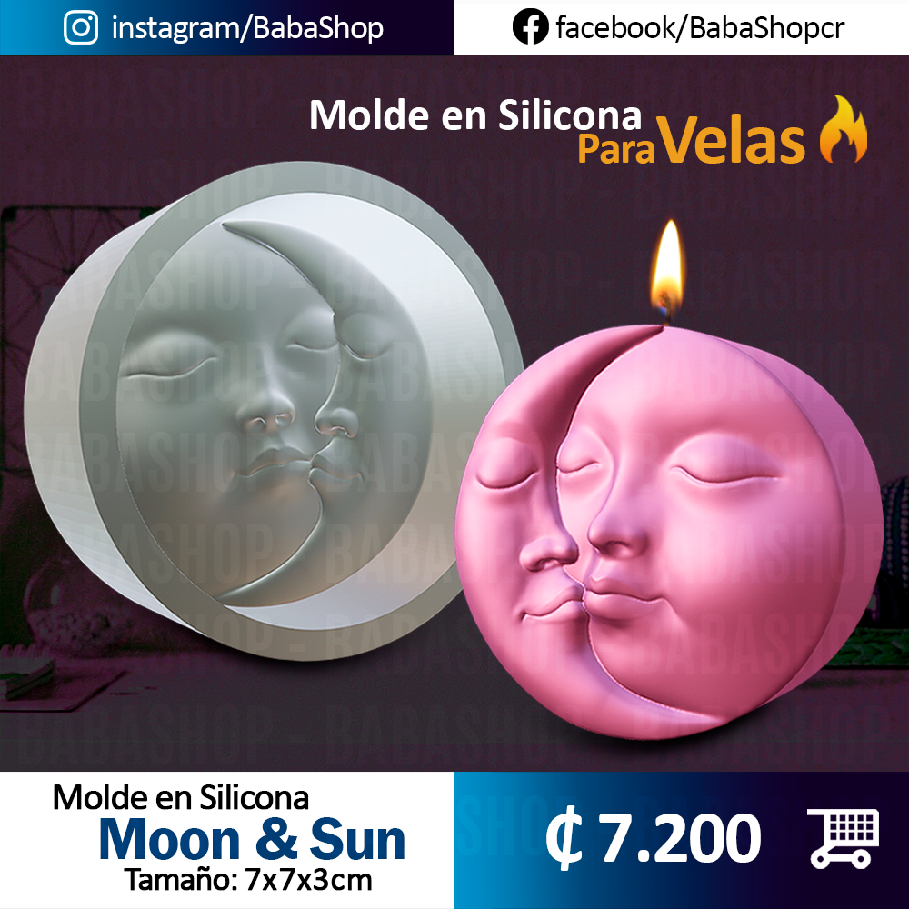 Molde en Silicona, Moon & Sun (Altura 7cm)