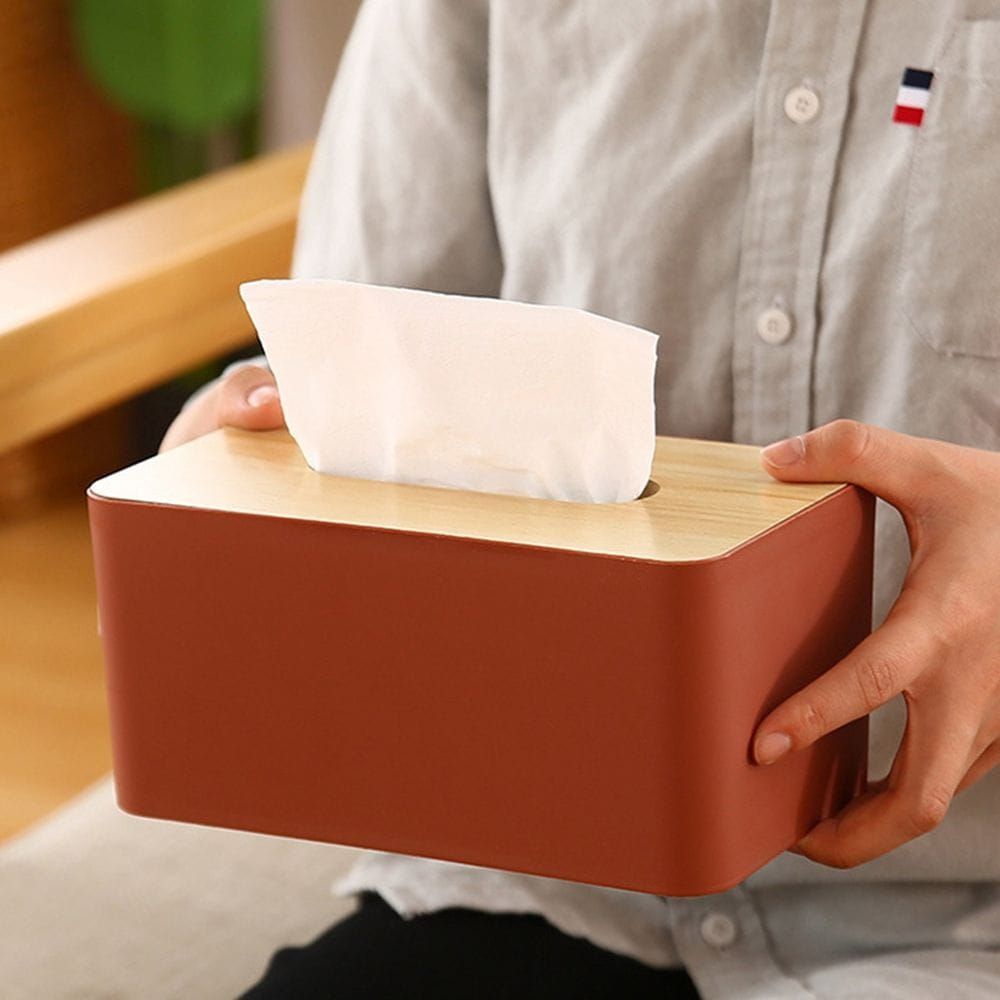 Bamboo lid Napkin Tissue  Holder