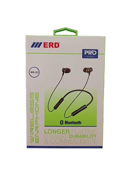 ERD Pro Series WE-21 Wireless Earphone Neckband JET BLACK