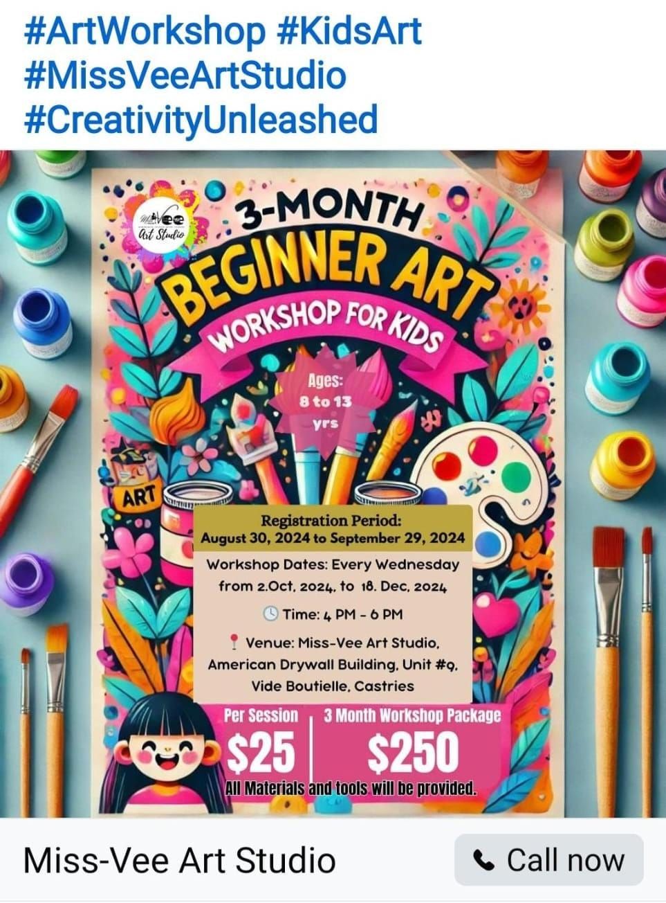 3Month Beginner Art Workshop for Kids 