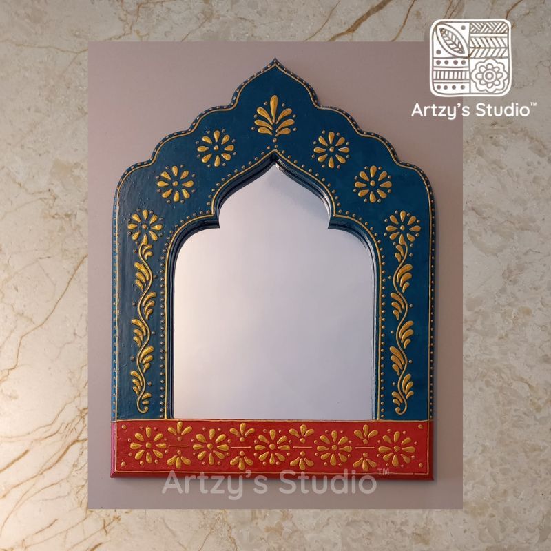 Blue - Red Medium Temple design Mirror Frame