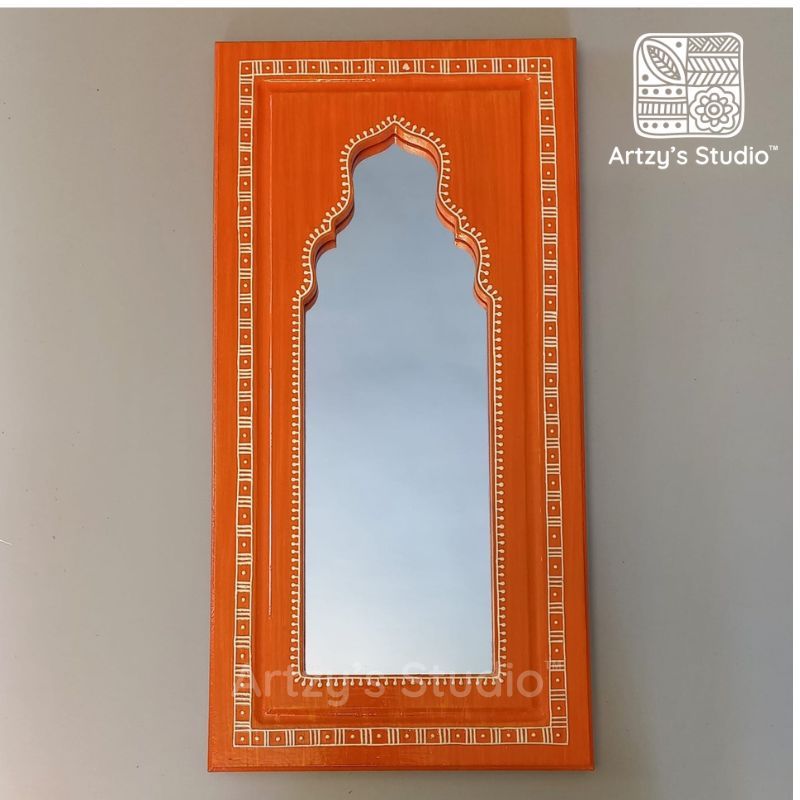 Large Orange Mirror Frame