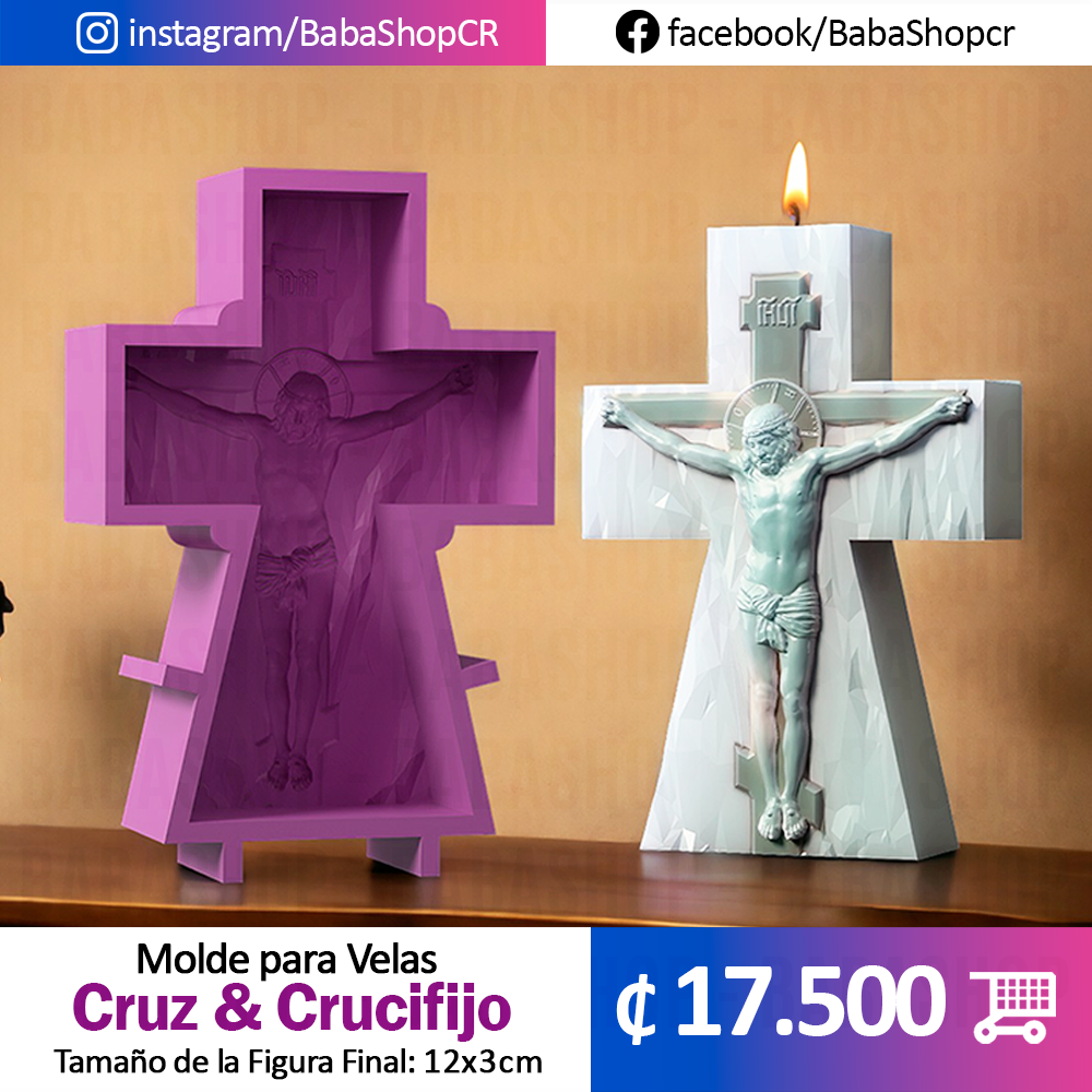 Cruz & Crucifijo - Molde en Silicona - Altura Final 12cm