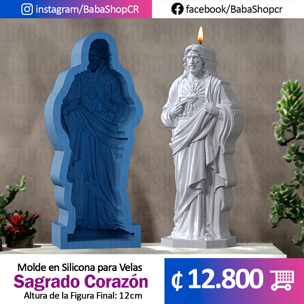 Sagrado Corazón de Jesús, Molde en Silicona - Altura Final 12cm