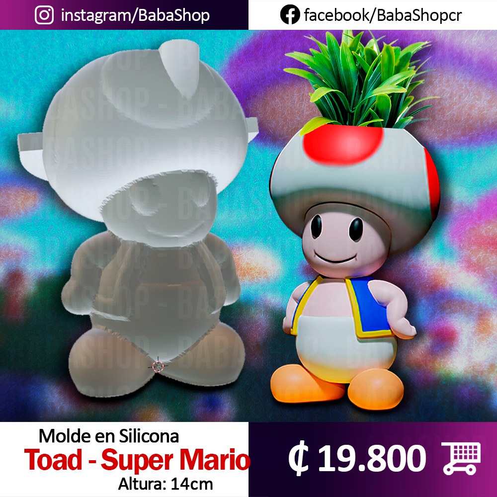 Molde en Silicona, Toad Super Mario Bros - Figura 14cm de Altura