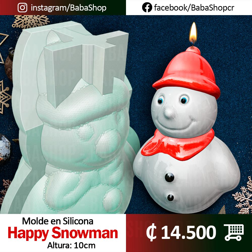 Happy Snowman - Molde en Silicona - Altura 10cm