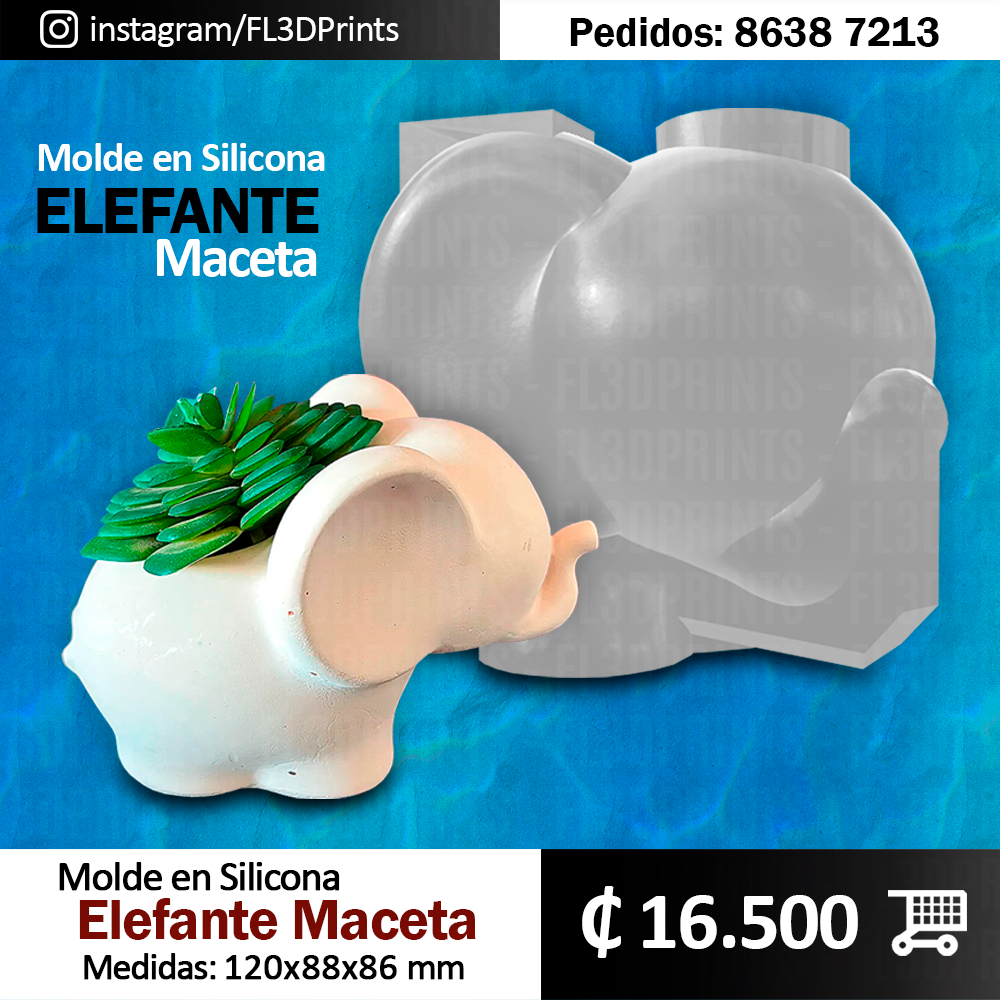 Molde en Silicona Maceta Elefante