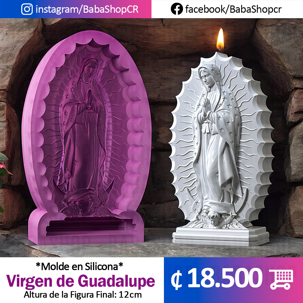 Virgen de Guadalupe, Molde en Silicon - Altura Final 12cm