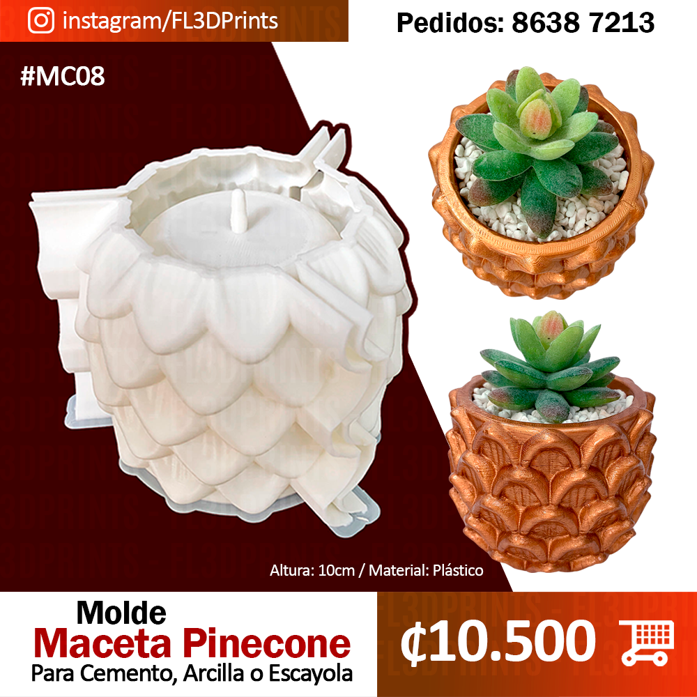 Molde Plástico - Maceta Pinecone , de 8cm de alto