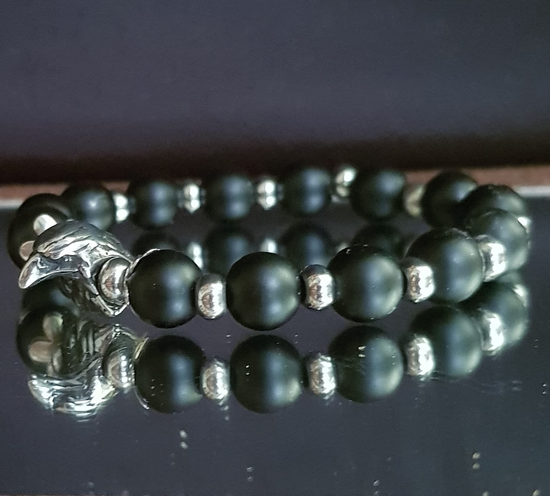 Black Agate & Crow bracelet