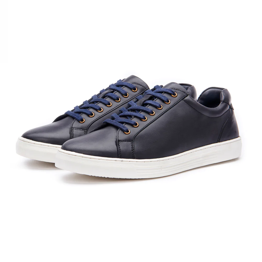 Leather trainer - Navy