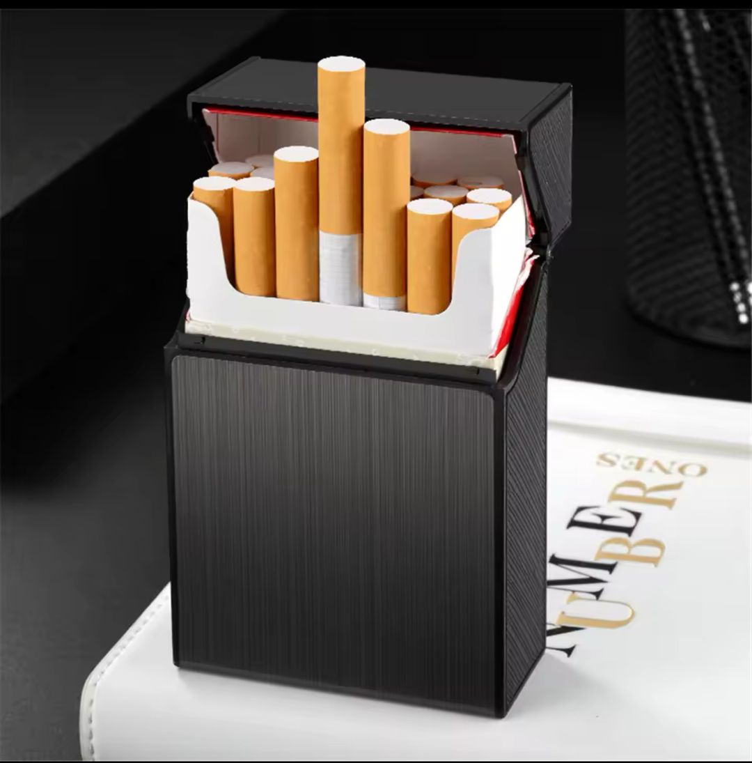 Boîtier de Rangement pour Paquet de Cigarettes en Aluminium Gris