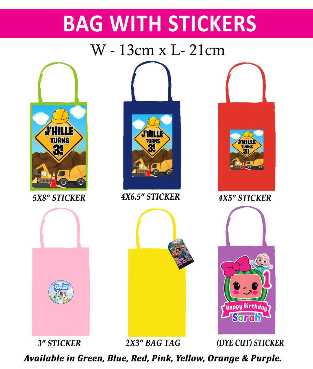 Personalized Paper Bags with  Stickers