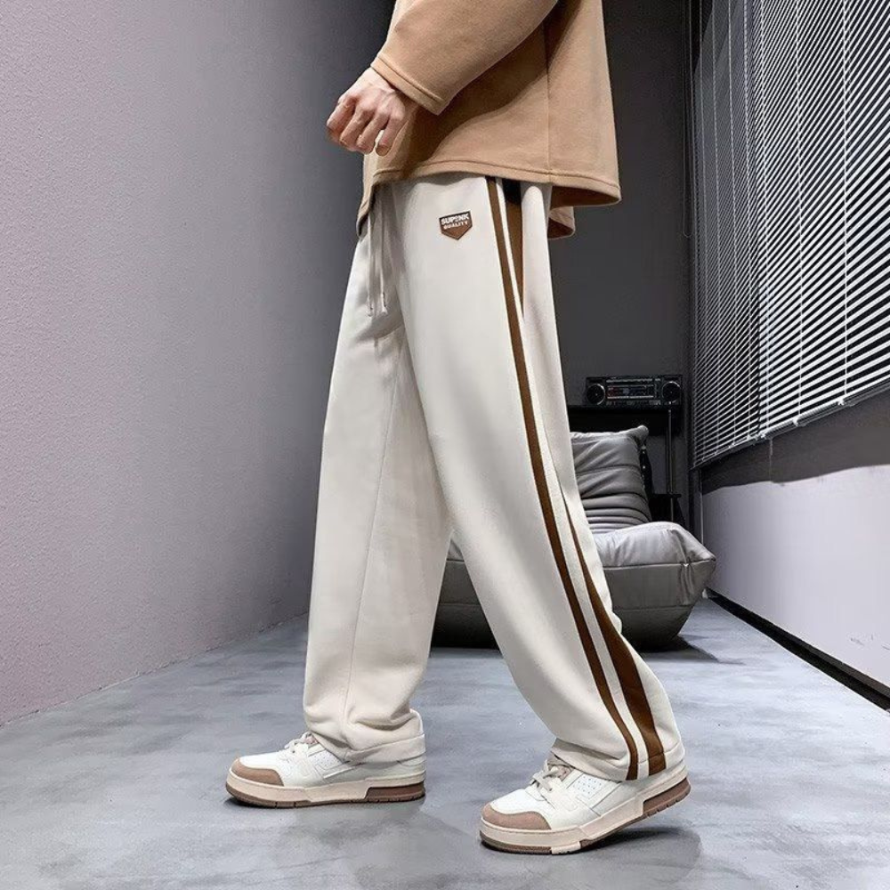 Summer Loose Casual Cotton Pants With Side Stripes 