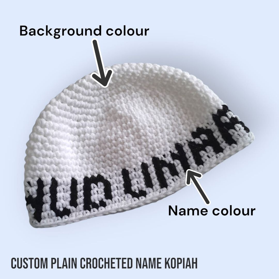 [PREORDER] Custom Plain Crocheted Name Kopiah