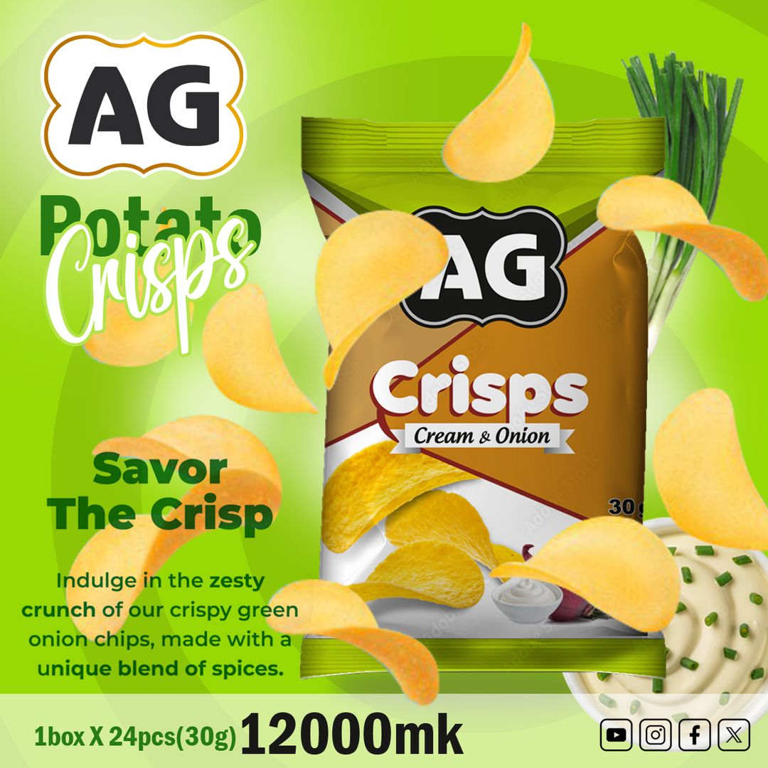 Cream & Onion Potato Crisps (30g) (1 x 24pcs)