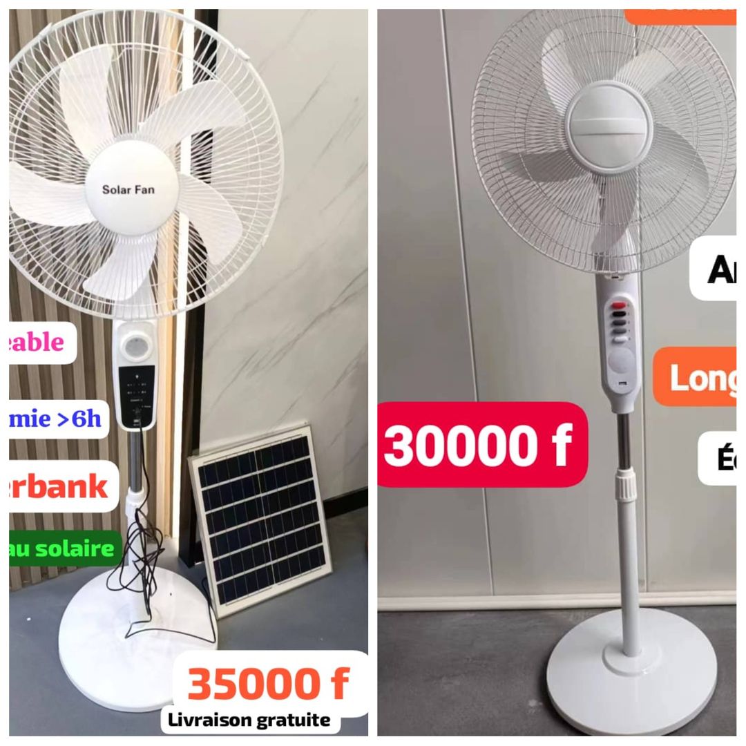 VENTILATEUR CHARGEABLE AVEC OU SANS PANNEAUX SOLAIRE 