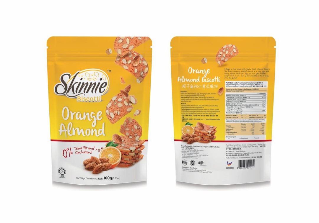 Skinnie Biscotti 100gram -  Orange Almond