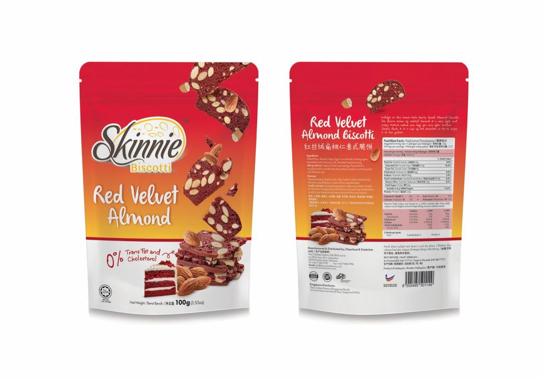 Skinnie Biscotti 100gram -  Red Velvet Almond