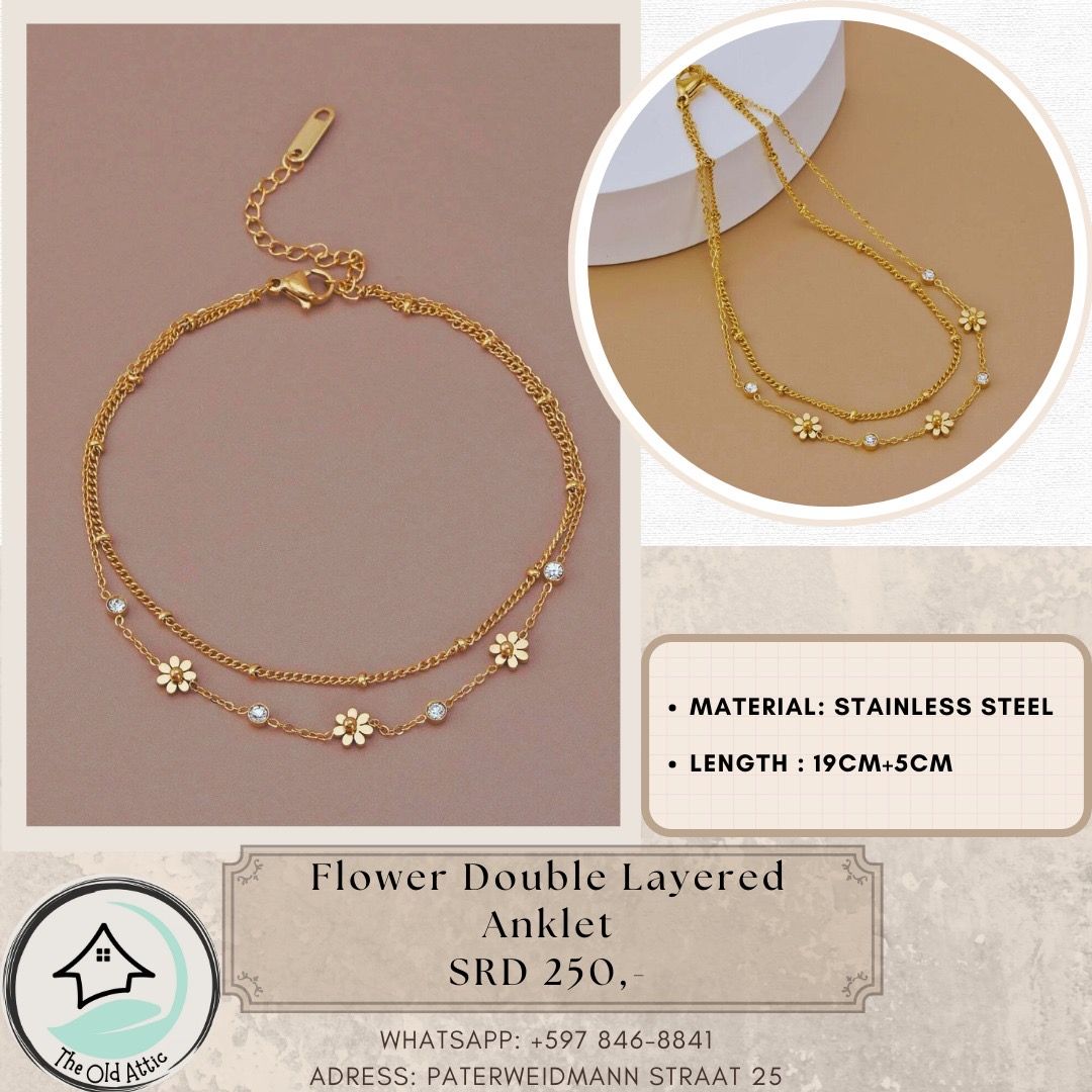 Flower double layered anklet 