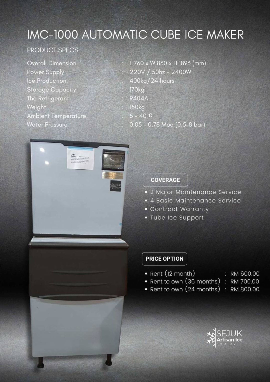 IMC-1000 automatic cube ice maker