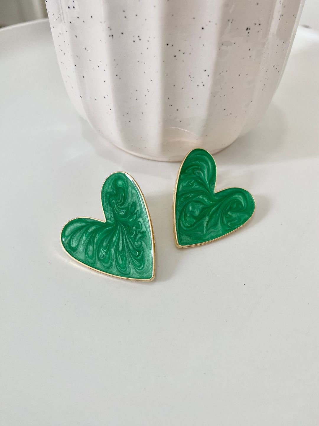 Aretes corazón verde 