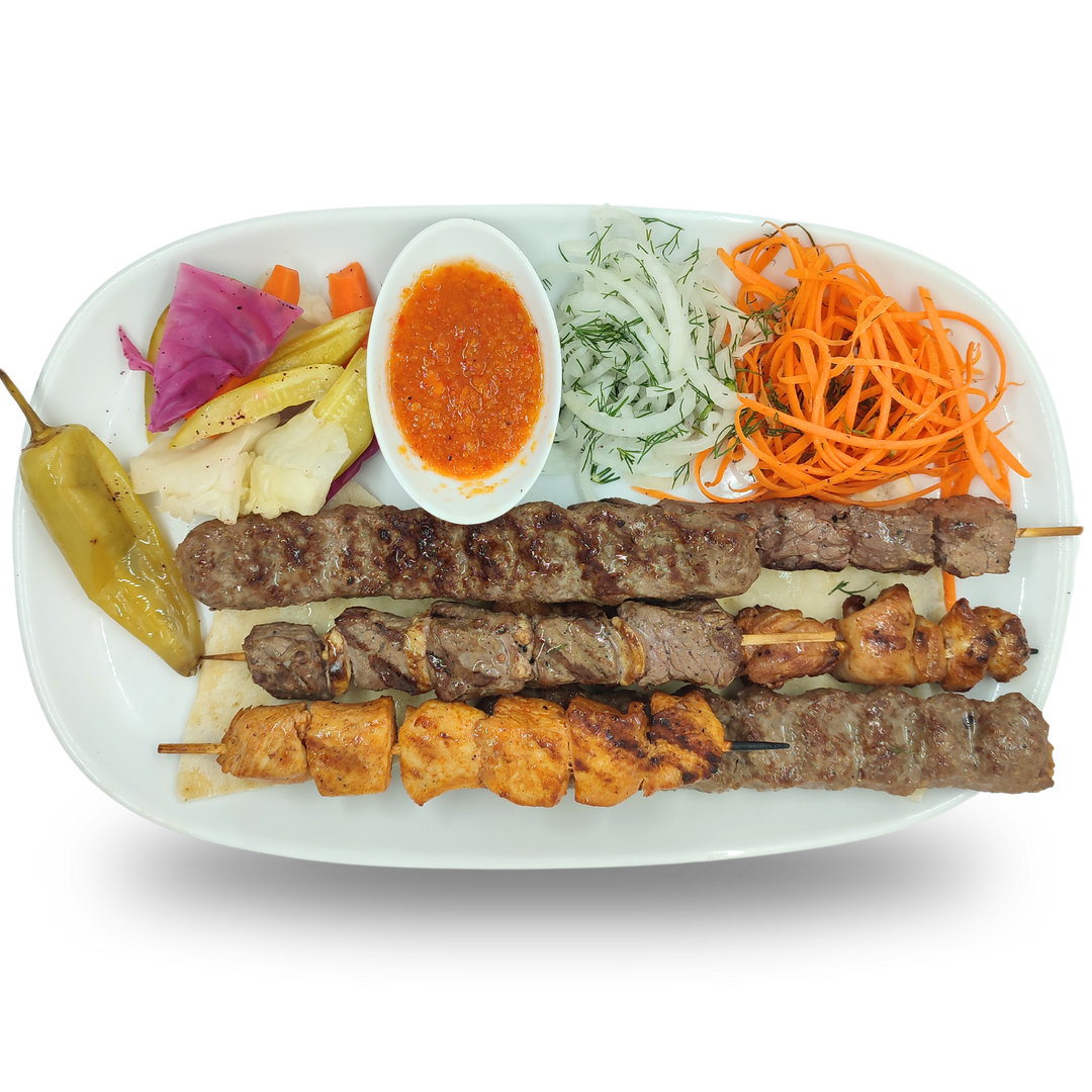 H6 - 2 Beef Lule Kebab, 2 Beef Sis Kebab, 2  Chicken Sis Kebab