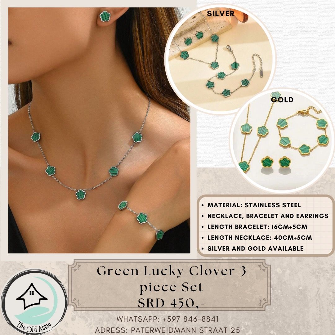 Green lucky clover 3pc set 