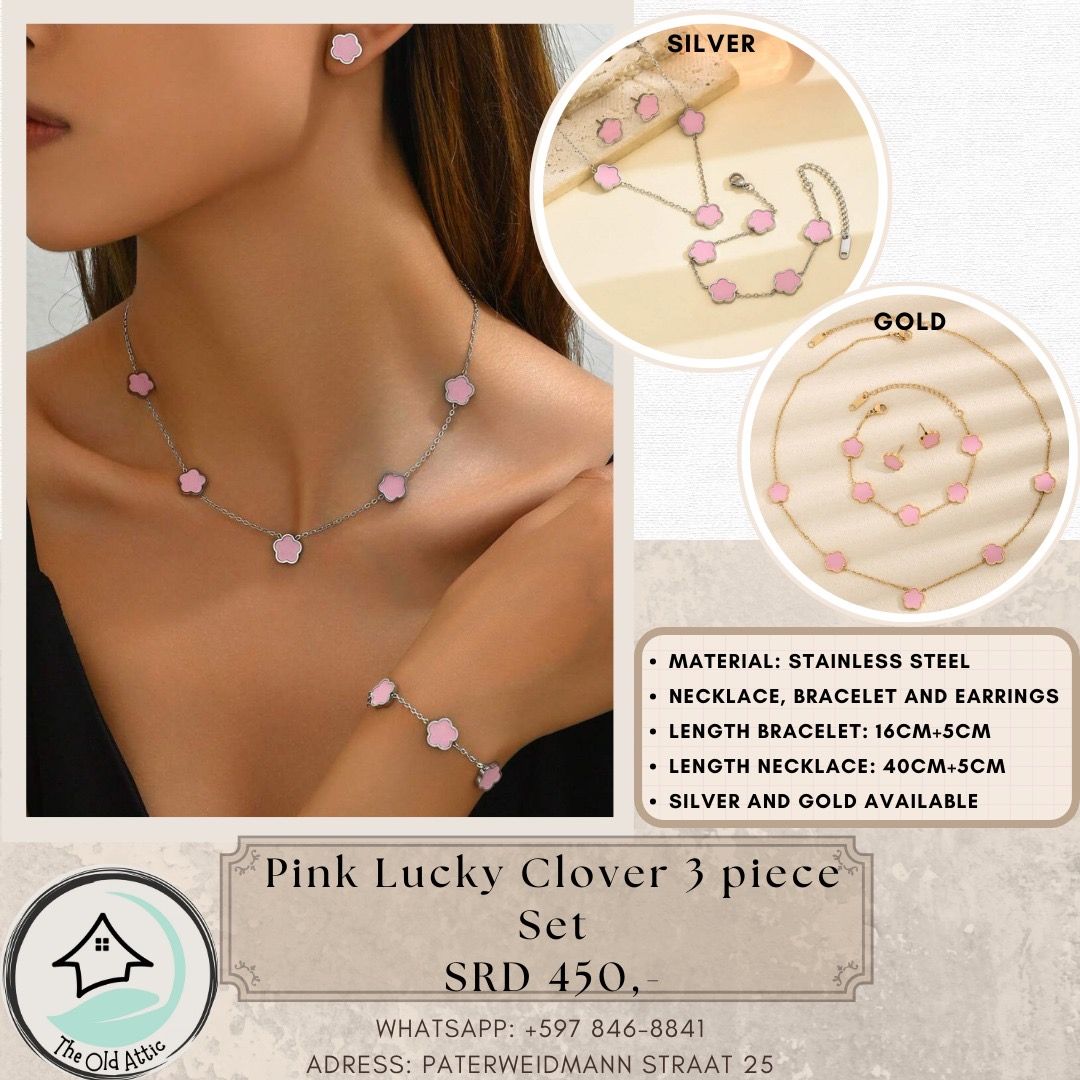 Pink lucky clover 3pc set 