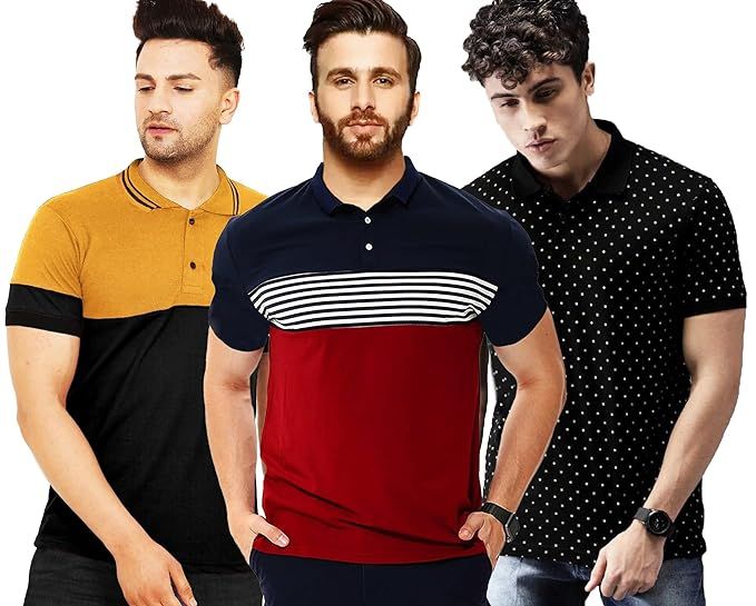 LEOTUDE Half Regular Fit Sleeve Men's Polo T-Shirt Combo Pack of 3