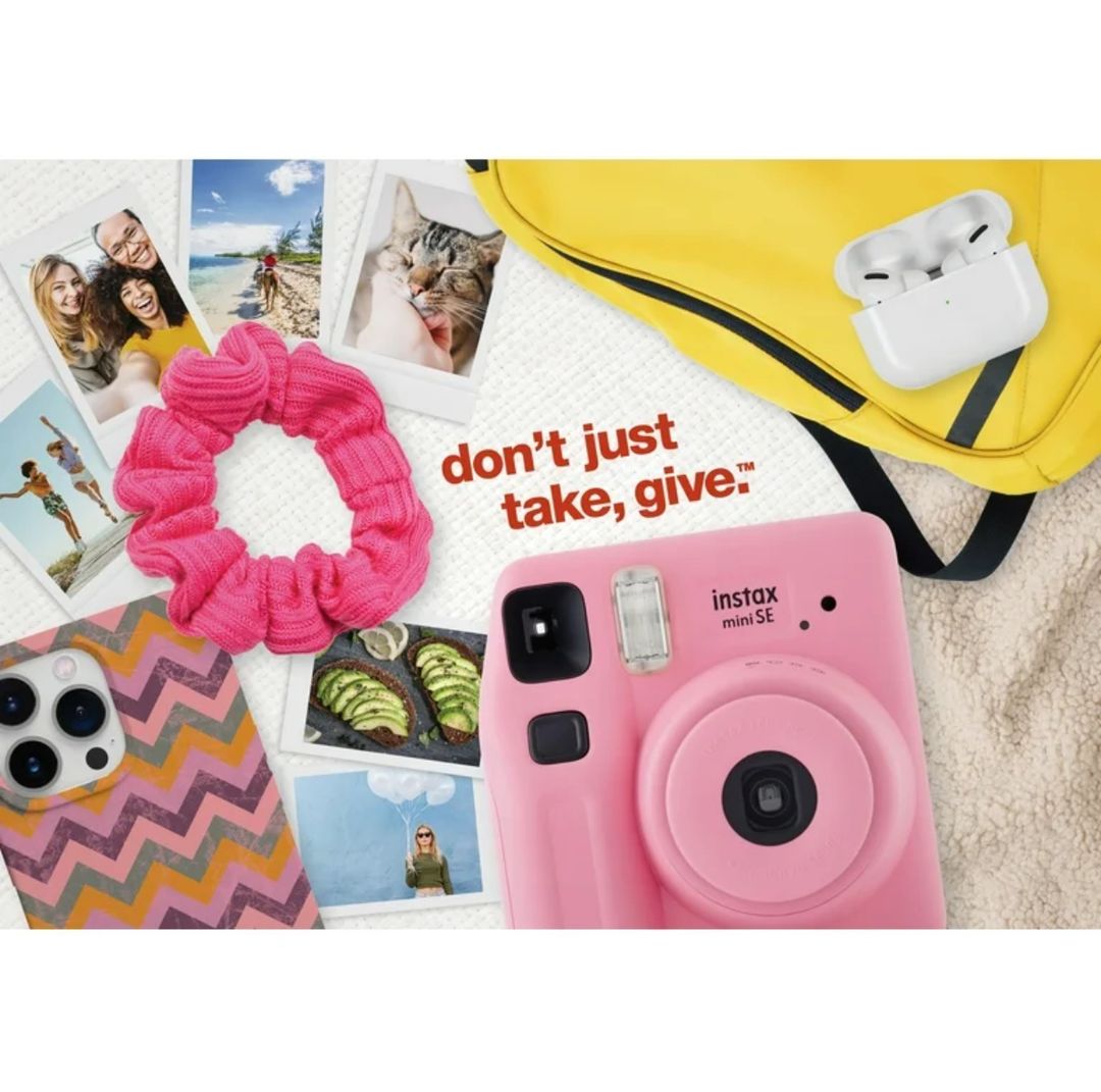 Fujifilm instax Mini SE Instant Camera with Bonus 10 pack Mini Film, Pink