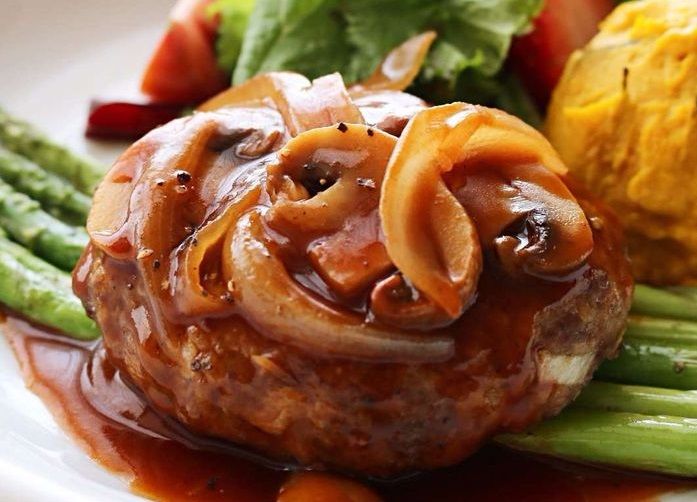 Hamburg steak ('beef 2 : pork 1 : shrimp 1' patty / 2 servings)