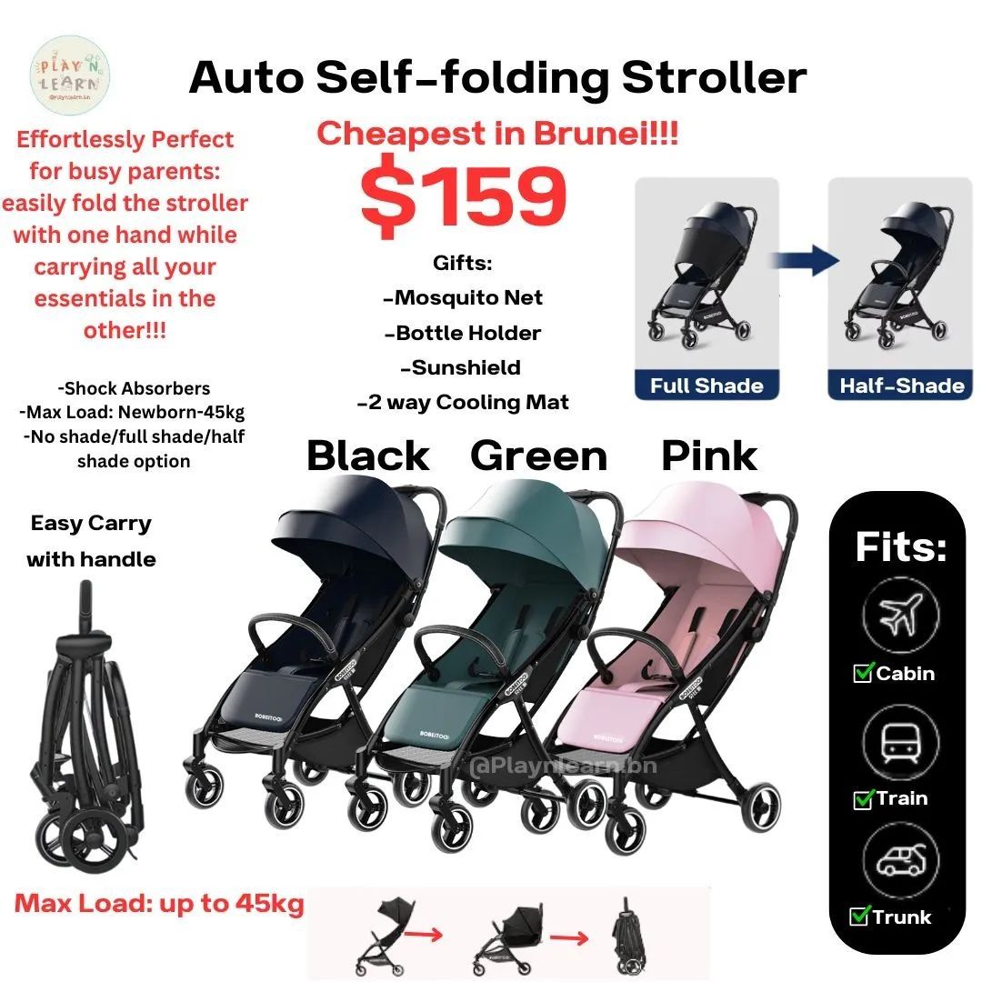 AUTO ONE HAND SELF-FOLDING STROLLER (INSTOCK)