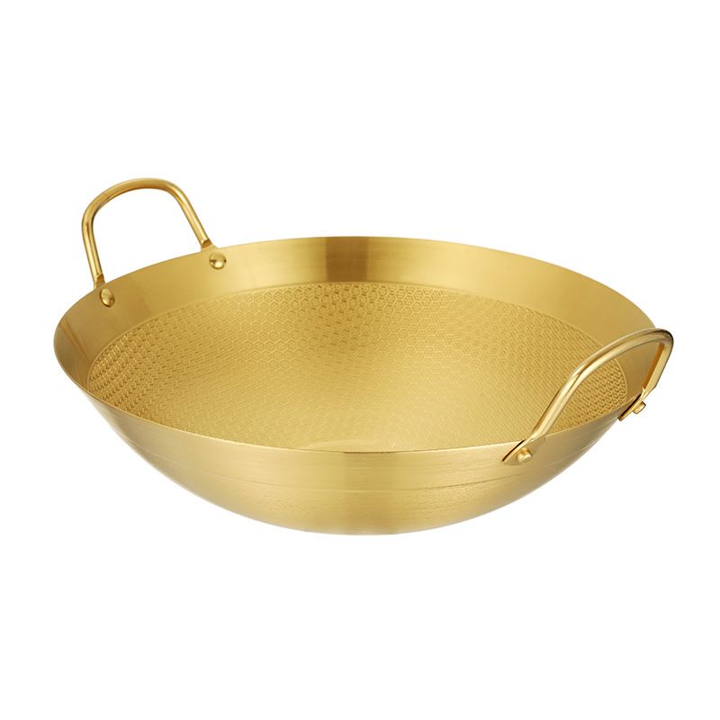 Wok Honeycomb Full Stainless-Steel | Gold 40 cm Large (C110) 