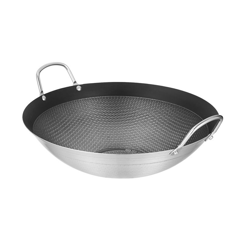 Wok Honeycomb Full Stainless-Steel | Black 40 cm Large (C19) 