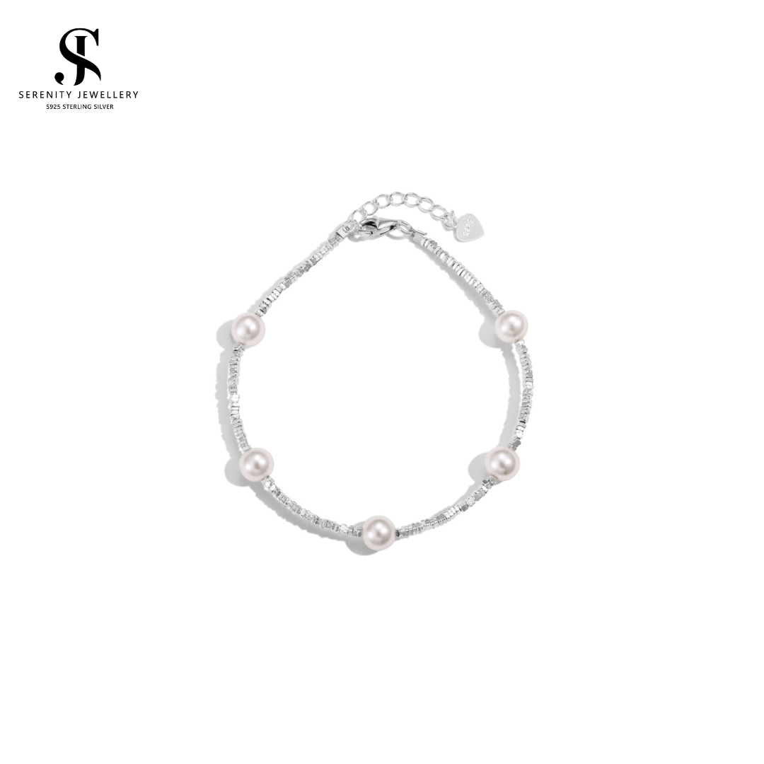 S925 Silver Shimmery Pearls Bracelet