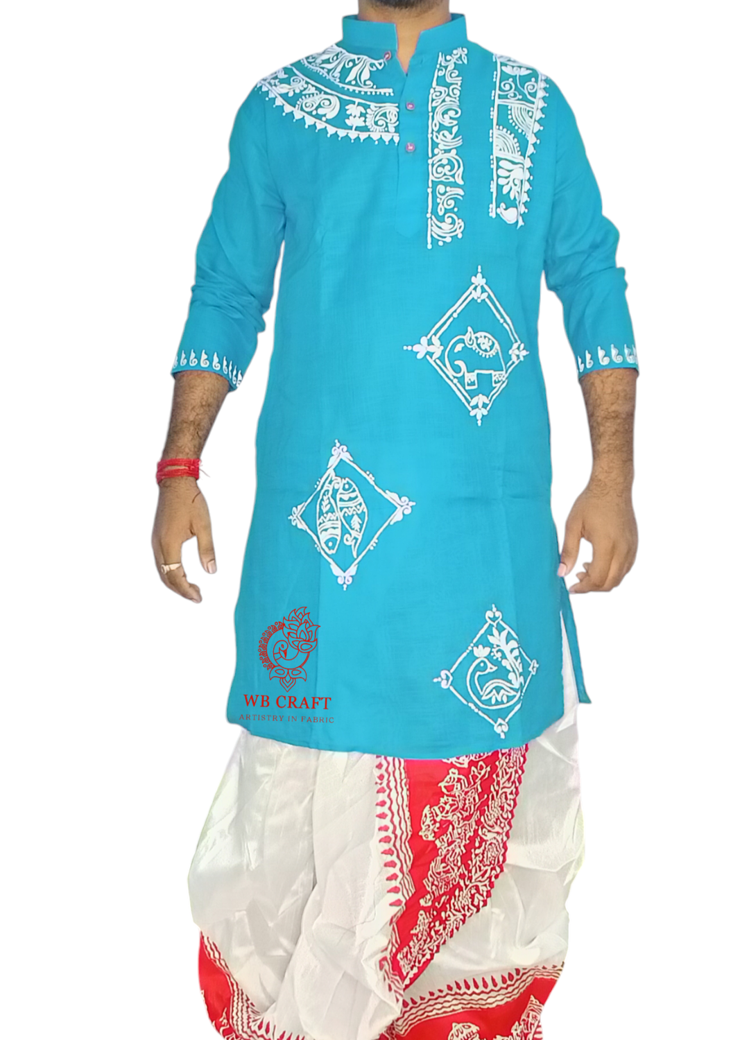 Handprinted kurta punjabi men 