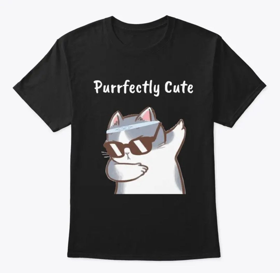 Purrfectly Cute Premium White & Black T-Shirts.