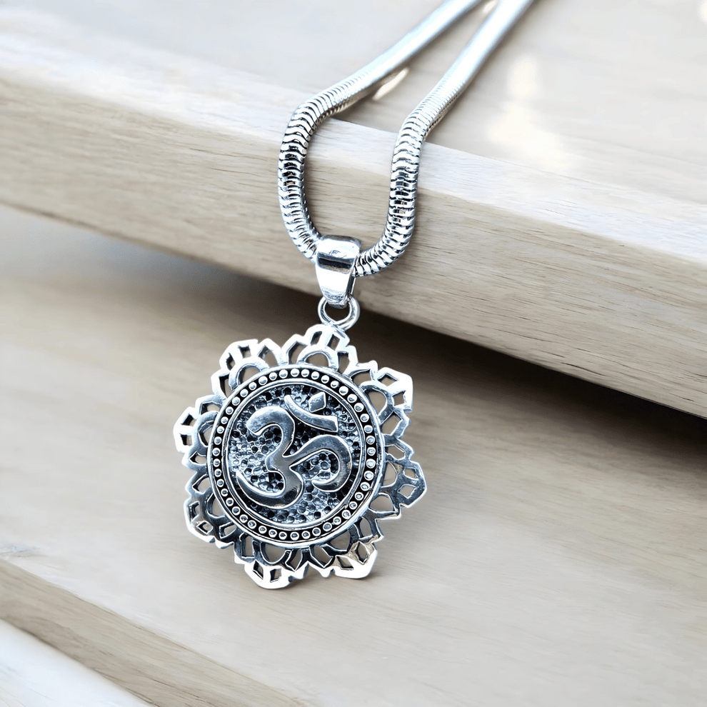 Unisex Mystic Circle OM Silver Pendant