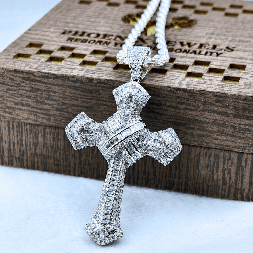 Silver imperial cross of eternity pendant for men