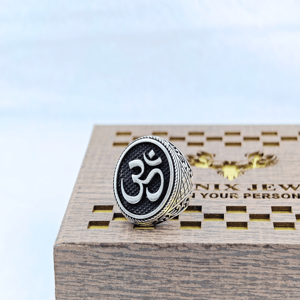 Mystic OM Aura Silver Ring For Men