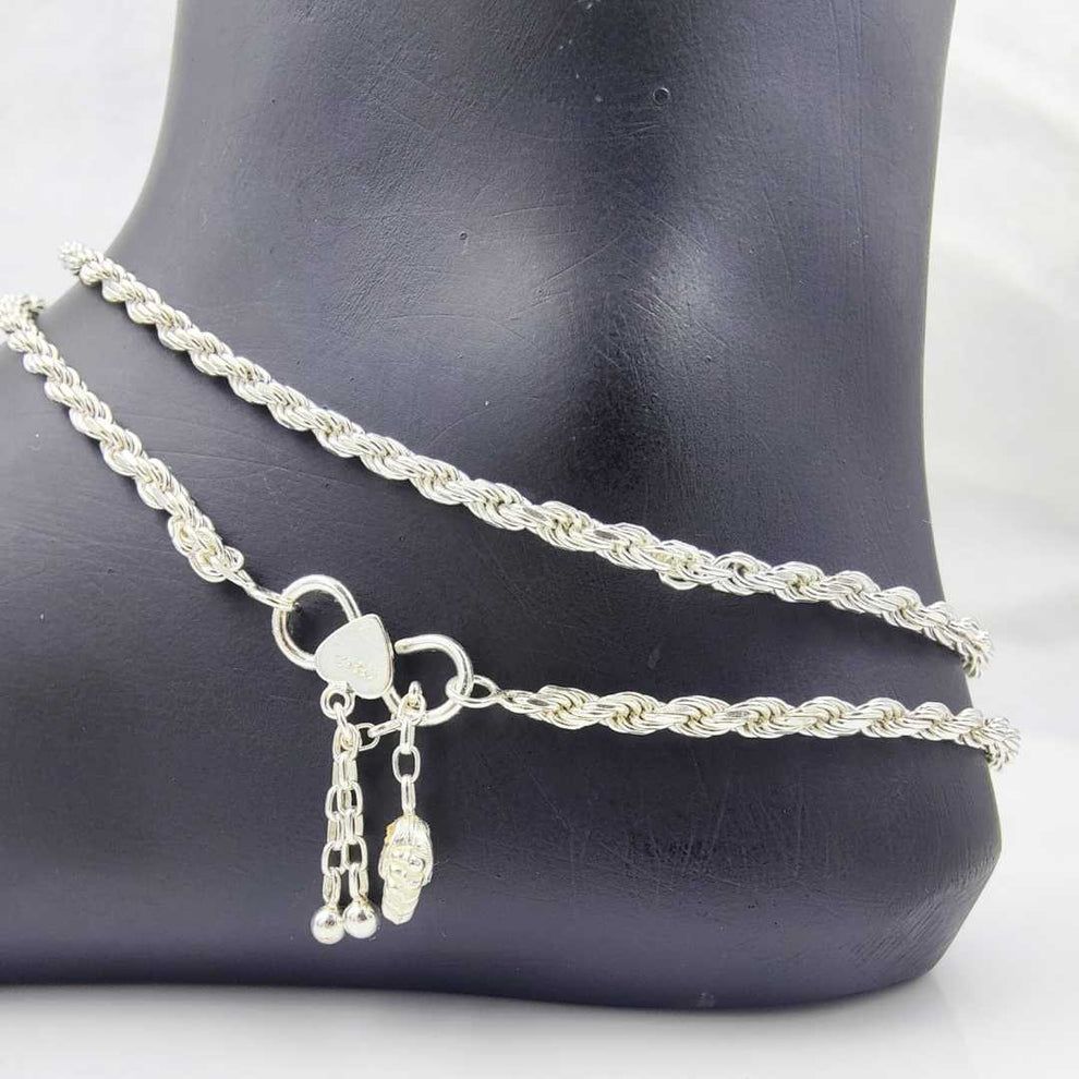 Hera's elegance silver anklets for women